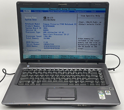 #ad Compaq Presario Laptop F700 AMD Athlon Dual Core W Memory DVDRW NO HDD or OS $25.00