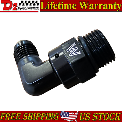 #ad Aluminum Black 6 AN Flare to Male 8 AN ORB Swivel 90 Degree Adapter Fitting $9.99