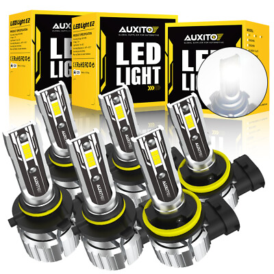 #ad AUXITO Combo 90059006H11 LED Headlight Fog Light Kit High Low Beam Bulbs White $49.99