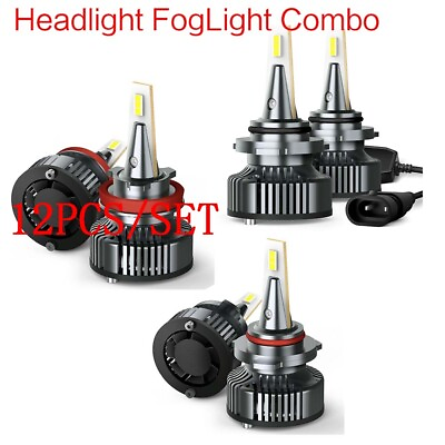#ad 12PCS AUXITO H11 9005 9006 LED Low Headlight Beam Bulbs 6500K White Error Free $229.99