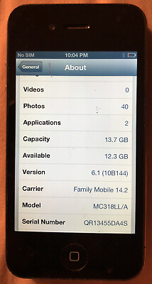 #ad Apple iPhone 4 Black Family Mobile A1332 16GB GSM CDMA Very Good Used IOS 6.1 $54.88