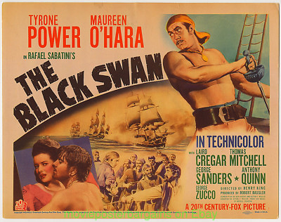 #ad THE BLACK SWAN LOBBY CARD size 11x14 Inch MOVIE POSTER 1942 Card #1 TYRONE POWER $440.00