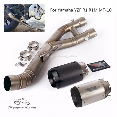 #ad For Yamaha MT 10 YZF R1 2015 2022 Exhaust Tips Tail Carbon Mid Link Pipe System $234.05