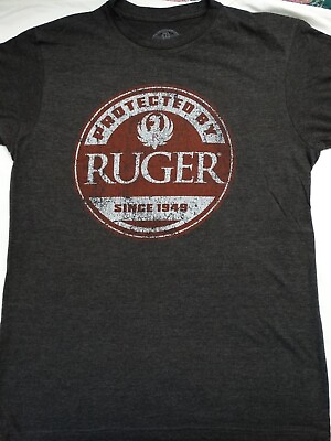 #ad Ruger Gun Pistol Firearms Protected by Ruger 1949 Distressed Licensed T Shirt $21.75