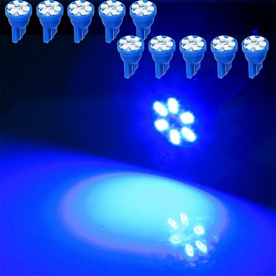 #ad 10x Blue T10 194 2825 921 6 SMD LED License Plate Instrument Cluster Light Bulbs $8.33