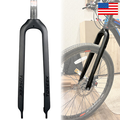 #ad TOSEEK Full Carbon Fiber MTB Forks 1 1 8quot; Disc 26 27.5 29quot; Bicycle Rigid Fork US $98.26