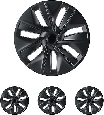 #ad 4PCS 19 Inch Matte Black Gemini Style Wheel Cover Hub Cap Fit 2020 2023 Model Y $68.12