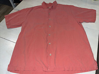 #ad Tommy Bahama Light Muted Red Silk Short Sleeve Button Down Mens Size L $9.50