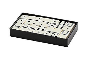 #ad CHH 2311 Double 6 Ivory Jumbo Dominoes in Black Box 28 Tiles $12.35