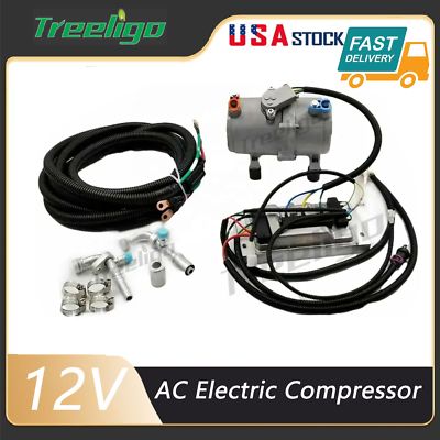#ad 12V Universal AC Electric Compressor Auto Air Conditioning for Car Truck Boat $321.99