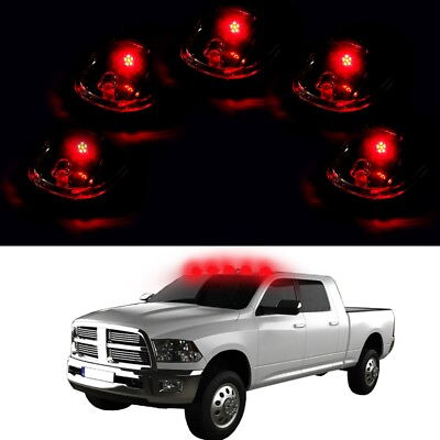 #ad 5PCS Smoke Lens Cab Roof Marker Running Light T10 SMD Red Lamp For Dodge Ram $19.02