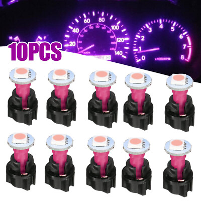 #ad 10x T5 Purple Car Instrument Panel Cluster LED Dash Light Bulbs W Twist Sockets $13.60