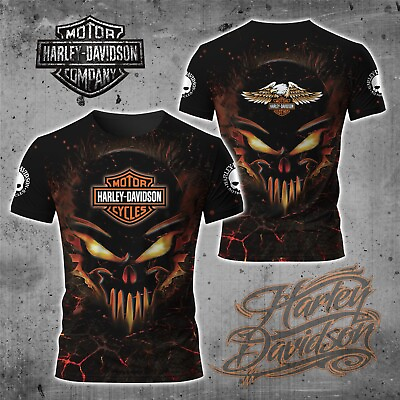 #ad #ad Harley Davidson Limited Edition Men#x27;s Skull Shirt 3D All Over Print S 5XL $21.96