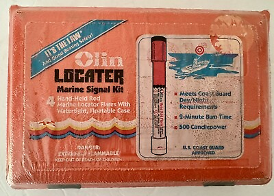 #ad Olin Emergency Marine Flare Signal Kit 4 Flares Factory Sealed New Old Stock $45.00