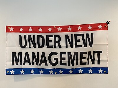 #ad 2x4 ft UNDER NEW MANAGEMENT Banner Sign Store Retail Super Polyester Fabric A3 $13.33