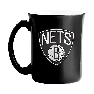 #ad logobrands NBA Large 15oz Two Toned Cafe Mug with Inner Color Brooklyn Nets $24.95