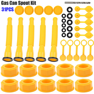 #ad 5X Replacement Gas Can Spout Nozzle Vent Kit For Plastic Gas Cans Old Style Caps $13.99