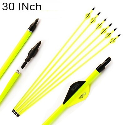 12x 30quot;Archery Carbon Arrows Spine 500 OD 7.8mm for Compound Recurve Bow Hunting $17.89