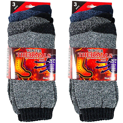 #ad New Lot 3 12 Pairs Mens Winter Thermal Warm Socks Boot Working Crew Cold Weather $7.95
