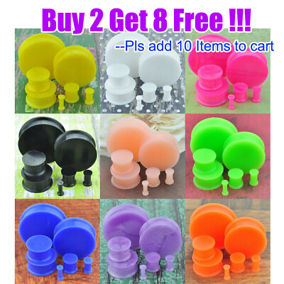 #ad 2PCS Large Solid Silicone Ear Skins Ear Gauges Soft Ear Tunnels Expander Plugs $6.99