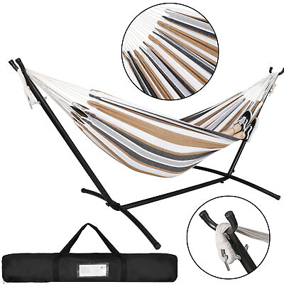 #ad Portable Hammock Fit 2 Persons w Stand Carrying Case Outdoor Recreation Camping $59.58