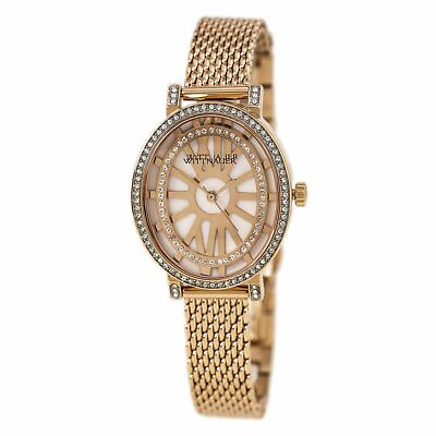 #ad Wittnauer Women#x27;s Quartz Crystal Accents Rose Gold Mesh Band Watch 28mm WN4039 $119.99