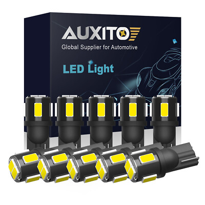 #ad AUXITO 10X T10 LED License Plate Light White 168 2825 194 W5W Car Interior Bulbs $7.99