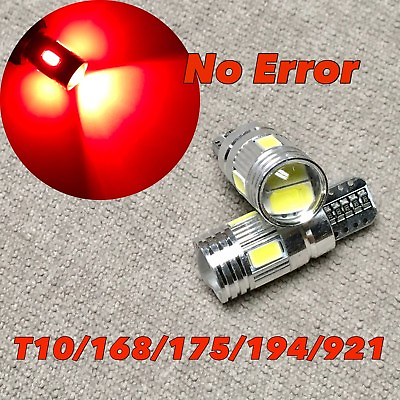 #ad Canbus T10 6 LED Red Bulb License Plate Light W5W 168 194 2825 W1 Fits Nissan J $13.95