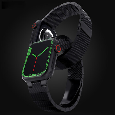 #ad #ad Ultra light Carbon Fiber Strap for Apple Watch 7 6 5 Stylish Alloy Magnetic Band $24.99