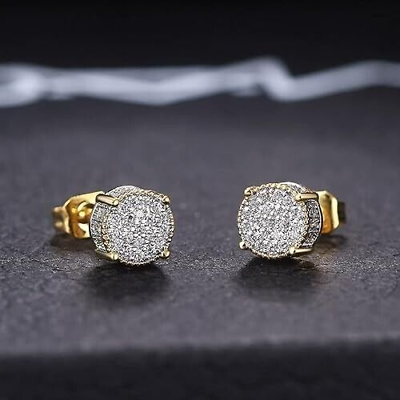 #ad Exquisite Gold Paved Shiny Cubic Zirconia Stud Earring For Men amp; Women $8.85