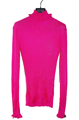 #ad €100 MAISON SCOTCHamp;SODA sz S SWEATER PULLOVER PINK HIGH POLO NECK RIBBED THIN $33.18