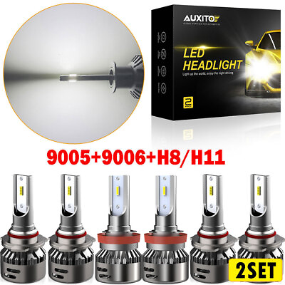 #ad AUXITO 12x 9005 9006 H11 LED High Headlight Low Canbus Beam Fog Light White 6500 $106.39
