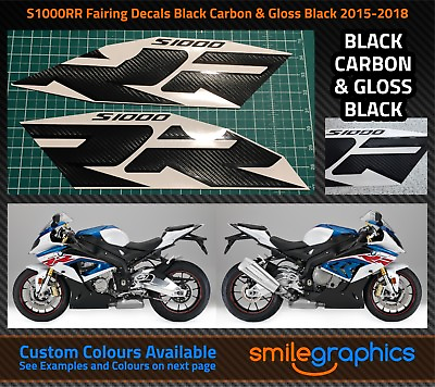 BMW S1000RR Fairing Decals. 2015 18 Black Carbon amp; Gloss black Stickers $45.30