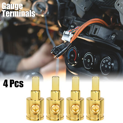 #ad 4pcs Amp Input Reducer Copper 0 Gauge Car Stereo Audio AWG Power Gold Tone AU $30.19