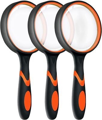 #ad 3 Pack Magnifying Glass 10X Handheld Reading Magnifier 50MM For Seniors and Kids $10.99
