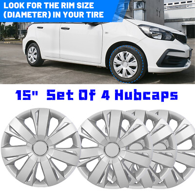 #ad 15quot; Set Of 4 Universal Wheel Rim Cover Hubcaps Snap On Car Truck SUV To R15 Tire $41.99