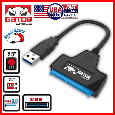 #ad USB 3.0 to SATA III Hard Drive Adapter Converter Cable 2.5quot; HDD SSD UASP Powered $8.99