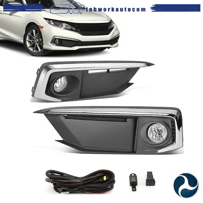 #ad Fit for 2019 2020 Honda Civic Sedan Coupe Front Bumper Fog LightsSwitchBezels $40.22