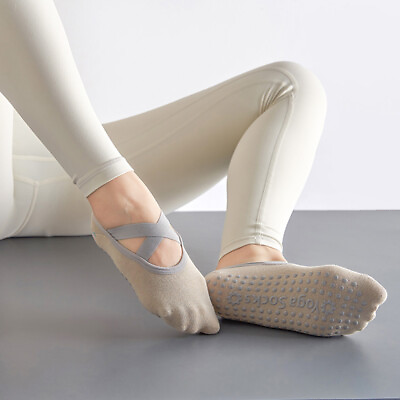 #ad 2 Pairs Women Anti Slip Yoga Socks Cotton Pilates Ballet Dance Gym Exercise Sock $9.89