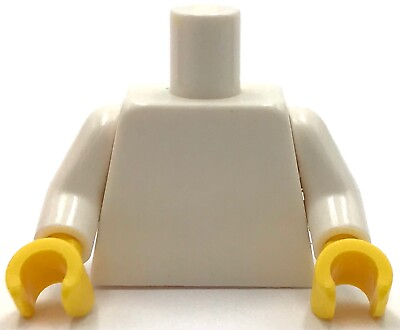#ad Lego New White Minifigure Torso Plain White Arms Yellow Hands Piece $1.99