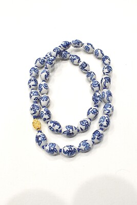 #ad Chinese Porcelain Necklace Strand Bat Motif 28quot; $11.90