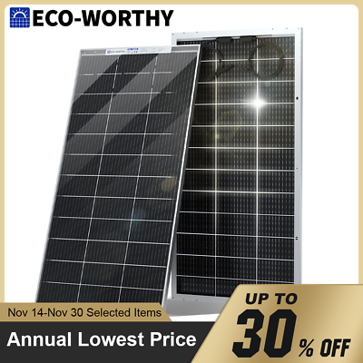 #ad ECO WORTHY Bifacial 200W Watt 12V Solar Panel Mono HighEfficiency PV for Sunshed $180.49