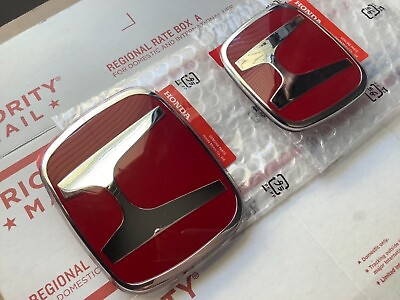 #ad 2pcs set Honda Accord COUPE 2Dr 03 07 JDM Red H Front Rear Type R grille emblem $42.99