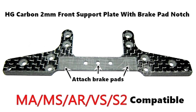 HG Carbon 2mm Front Support Plate With Brake Pad Notch fits Tamiya Mini 4WD $8.99