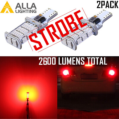 #ad Alla 921 LED Red Legal Blinking Brake Flashing Center High third Stop Light Bulb $19.98