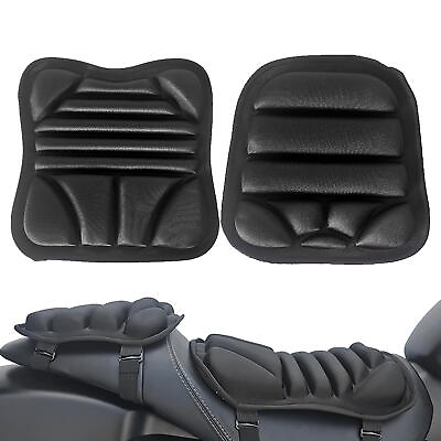 #ad 2Pcs Motorcycle Seat Cushion Set Gel Cover Pillow Pad Universal Pressure Relief $24.58