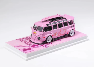 #ad CR 1:64 Flame Pink VW T1 Van Camper Kombi Sports Model Diecast Metal Car $36.99