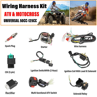 Electric Wiring Harness CDI Stator Kit For ATV GoKart Taotao 50 70 90 110 125CC $34.00