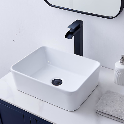 #ad VCCUCINE Rectangular Vessel Sink 16quot;X12quot; Small Bowl Bathroom Vessel Sink White $78.30
