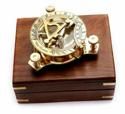 #ad Brass Marine Nautical Sundial Compass West London Maritime With Anchor Box $32.94